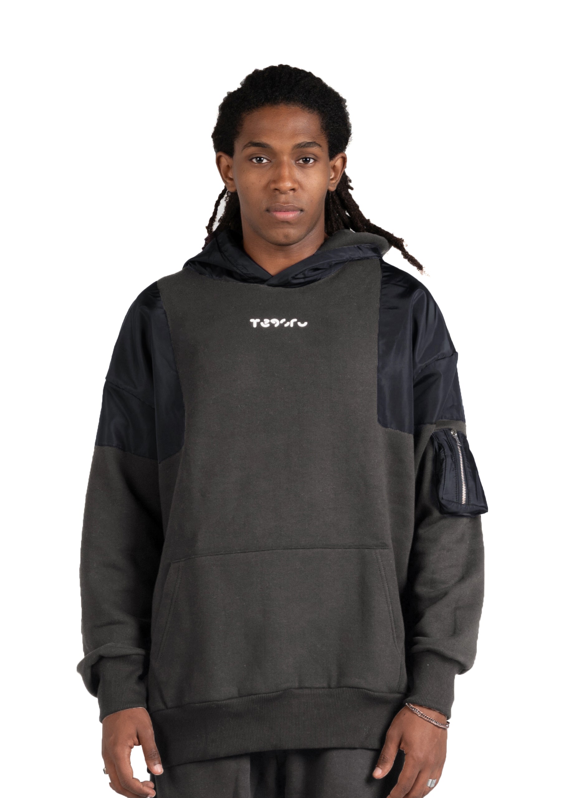 D-Gray Waterproof Hoodie Zipper pocket .